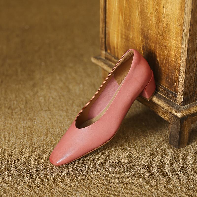 Fashion Genuine Leather Square Toe Shoes for Women High Heeled 2025 Spring Autumn Newest Pumps Wedding Party Shoes Woman Office Pumps