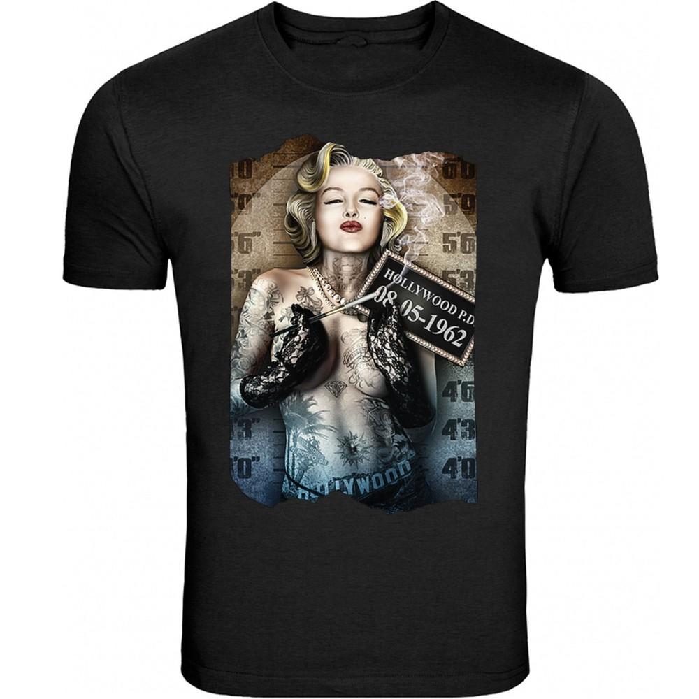 

Marilyn Monroe red lips tattoo Tee Black and White Unisex S-5XL T-Shirt Unisex T-Shirt L