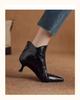 Women's V-Cut Stiletto Heel Ankle Boots, Pointed Toe, Fleece-Lined, Back Zipper - 2025 Autumn/Winter Collection.
