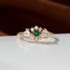 Wish the New K Top Gifter Emerald Round Diamond Edge Small White Diamond Rhombus White Diamond Princess Ring Wind