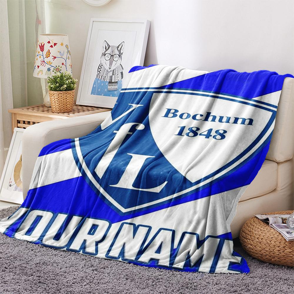 1PC Custom Name VFL Bochum Patterned Flannel Blanket Suitable For All Seasons for Home Decor Warmth and Comfort Gifts Holiday Present