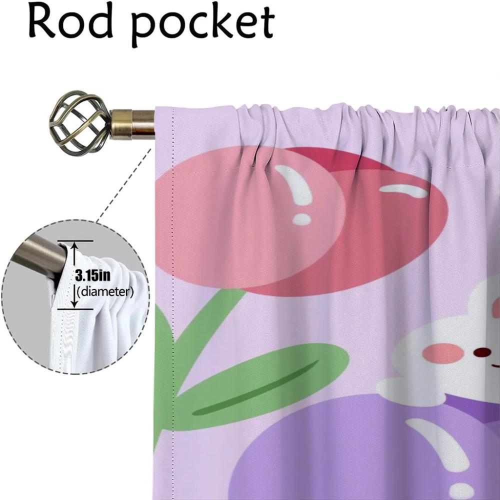 Elegant Room Curtains 2 Pieces Kawaii Flower Window Curtain Halloween Decoration Shades Curtains for Bedroom Partition Living