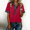 Summer New Style Polo-neck Short-sleeved Top Trendy Denim-edge Loose T-shirt for Women