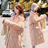Women's Autumn And Winter Loose Fitting Long Sleeved Cotton Jacket Long Cotton Coat Contrasting Color Thickened Solid Color Jacket