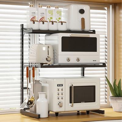 Table Top Multi-Layer Retractable Microwave Oven Thickened Storage Rack Kitchen Household Storage Oven Pot Rack Partition Rack