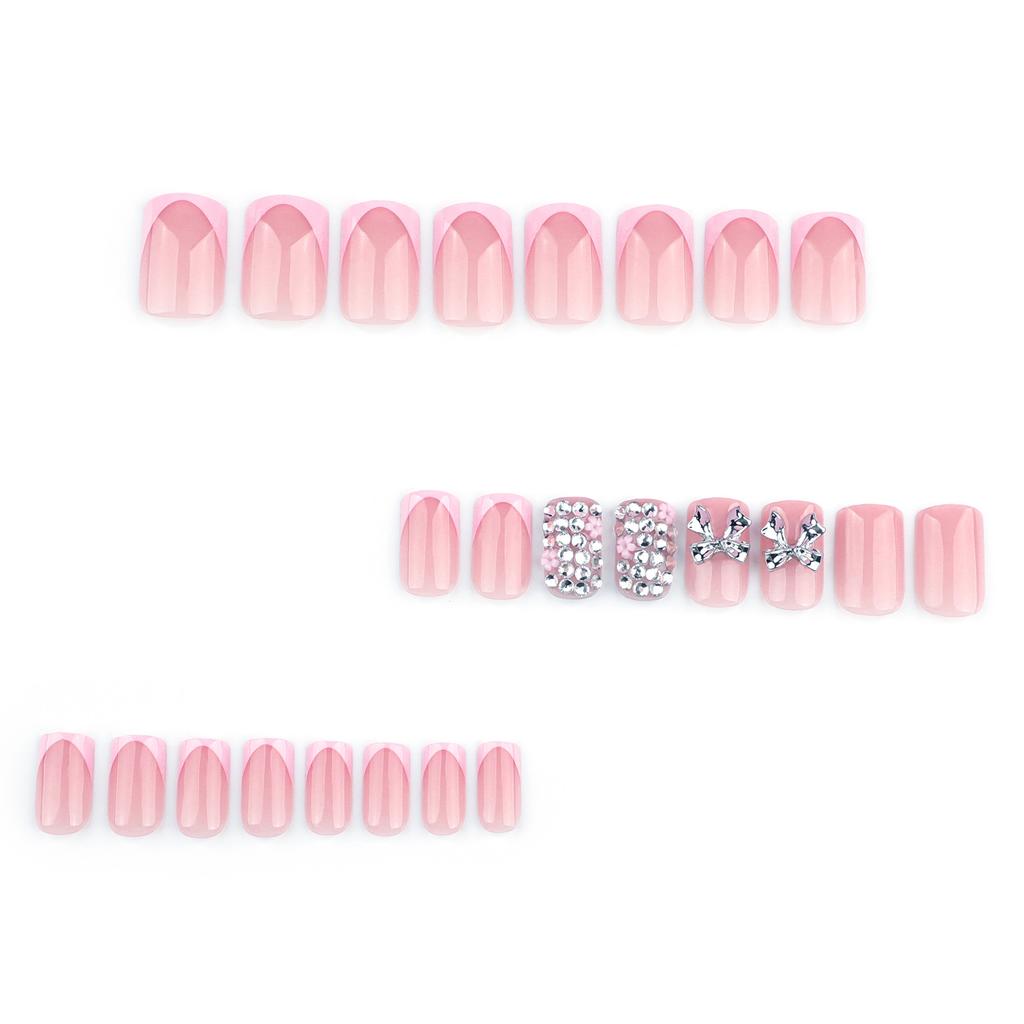 French Pink Tip Artificial Nails Finger Chip-Proof Smudge-Proof Fake Nails for Fingernail DIY Decoration