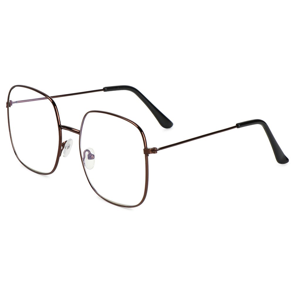 Unisex Vintage Square Glasses Oversized Eyeglasses Metal Frame Eyewear Anti Blue Light Glasses