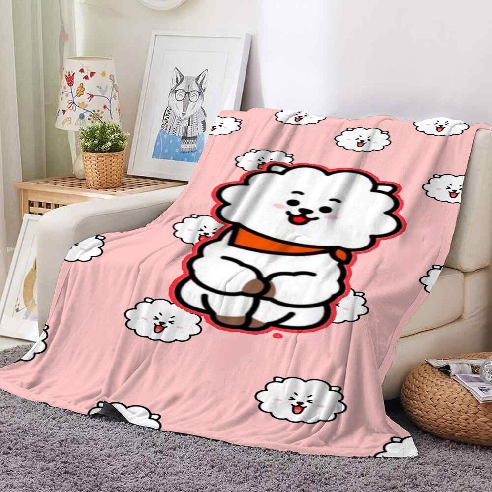 2022 Kreslená deka bt21 Měkké fleecové deky Deky Home Dekor Ložnice Obývací pokoj PohovkaDigital potištěné deky na cesty