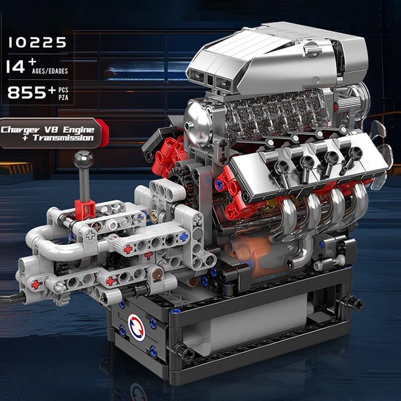Mould King 10088 535pcs Technical Electrically Driven V8 Engine Building Block Model Kit For Adults Creative Assembly Brick Toys