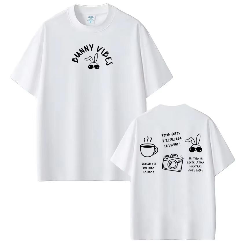 Singer Bad Bunny Pop Music Fashion Print Tshirt Men Women Harajuku Tshirt Shortsleeved Casual Cotton Hiphop Tees Streetwear