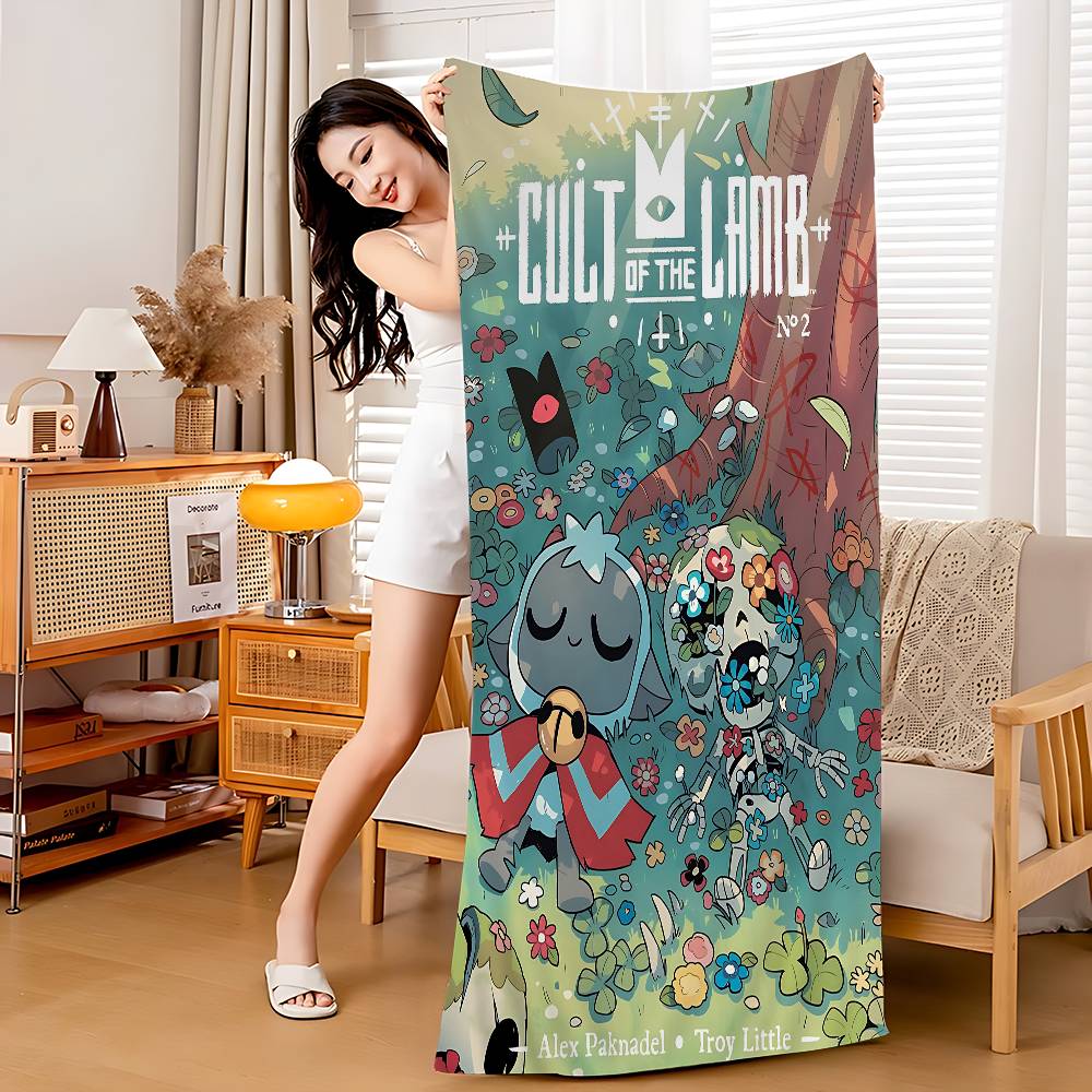 Game Cult Of The Lamb Microfiber Blanket Quick Drying Beach Towels Oversized Printing Super Absorbent Pool Towel Blanket