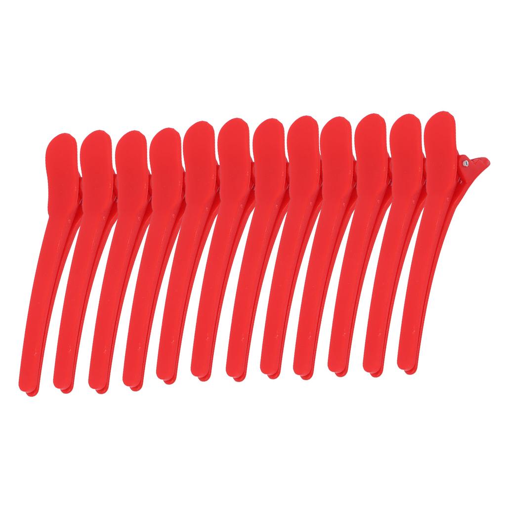 12Pcs NonSlip Hair Styling Clips Plastic Duckbill Hair Clip Hairdressing Hair Barrettes Red