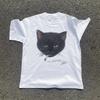Retro Rock Hiphop Vintage Style Top Tee Tshirt Smocking Cat Graphic Print Punk Summer Short Sleeved Harajuku Streetwear