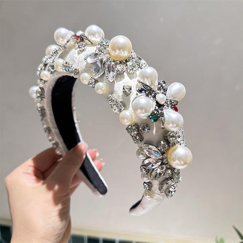 Damen Stirnband Dickes Stirnband Gepolstert Glänzende Strasssteine für Dame Mädchen Shopping Party Auftritt Reise Kopfschmuck