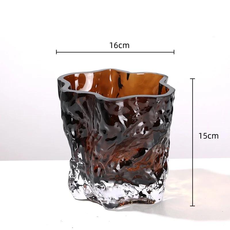 Vază de Sticlă Pliuri Ondulații Neregulate de Apă Vază Transparentă cu Flori Colorate Terariu Hidroponie Decor pentru Casă