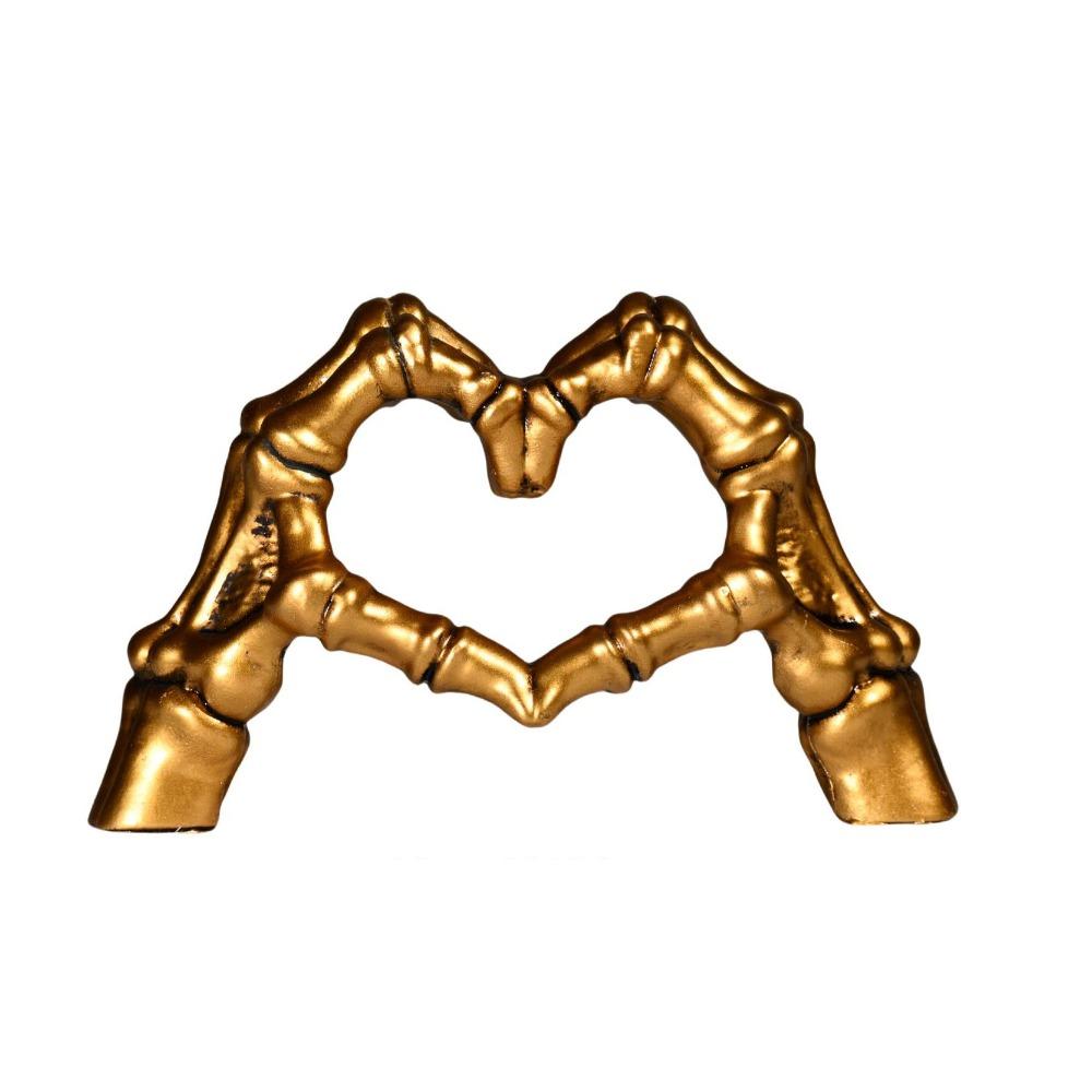 

Model Abstract Skeleton Statue Handicraft Heart Shape Finger Gesture Figurine Computer Ornament золотой