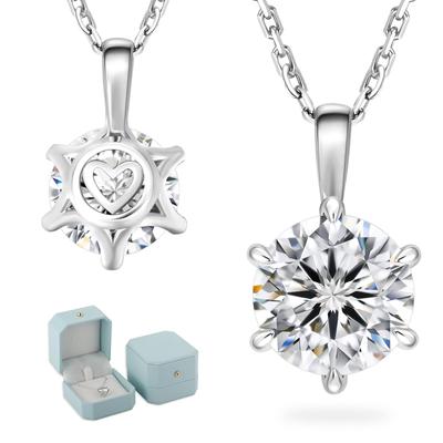 Moissanite 6 pingente único de moissanite 925 hipoalergênico para ouro branco ajustável caixa de presente presente de aniversário 45 cm ajustador quilate total [KRKC] feminino