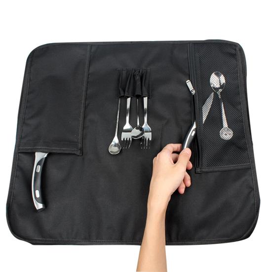 Chef Cutter Case Large Capacity Multi Slots Stain Resistant Sturdy Handle Easy To Carry Storage Oxford Cloth Strong Bearing Chef Roll Bag Kitchen