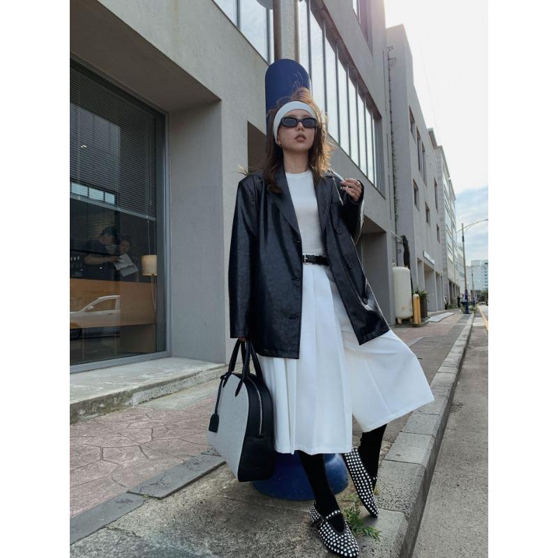 

Уличный стиль, крутая кожаная куртка для женщин на осень M