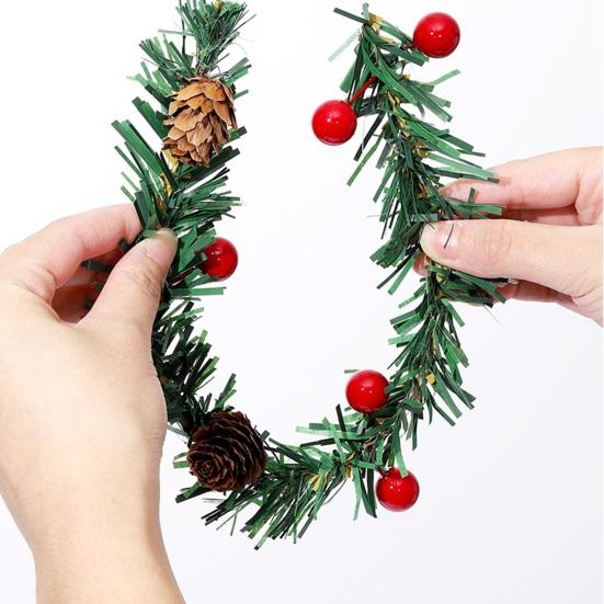 10/20 Pcs Christmas Garland Ties with Red Berries And Pine Cones Xmas Artificial Pine Garland Decorative Greenery Bands for Holiday Decor