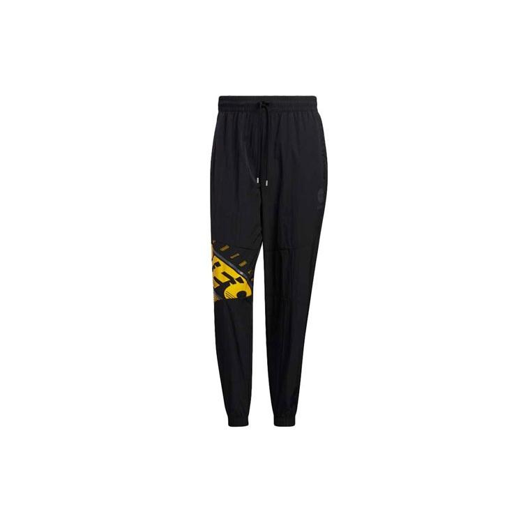 Men s adidas neo Basketball Series Alphabet Printing Lacing Bundle Feet Sports Pants/Trousers/Joggers Black HM9989 XXXL