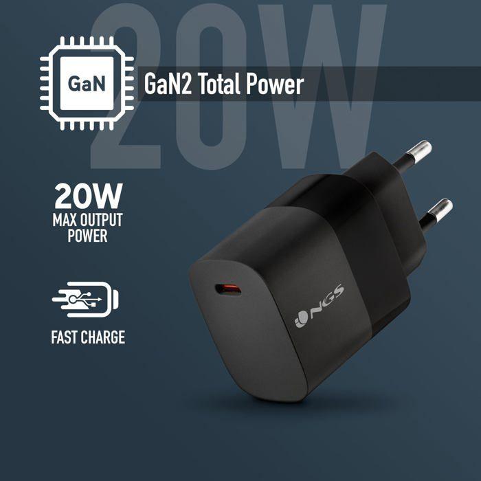 NGS BUD 20W: универсальное настенное зарядное устройство USB-C типа C с выходной мощностью 20 Вт. Безопасная и быстрая зарядка