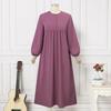 2024 Spring/Autumn Muslim Women's Solid Color Casual Bubble Sleeve Robe
