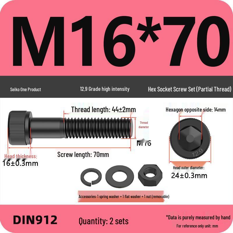 12.9 High Strength Socket Head Cap Screw and Nut Set M8-M16.