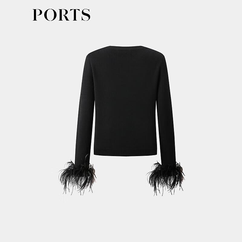 PORTS Women's Fluffy Plush Trim Knit Cardigan