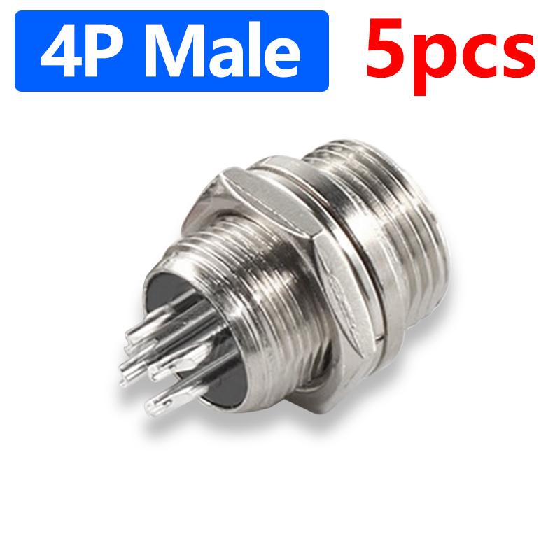 M12 GX12 Connector 2/3/4/5/6/7 Pin Male Socket Female Plug 12mm 5A 125V Circular Panel Aviation Connector