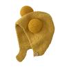 Children Hat with Bear Ear Design Solid Color Button Closure Elastic Breathable Winter Cap Cold Weather Accessory