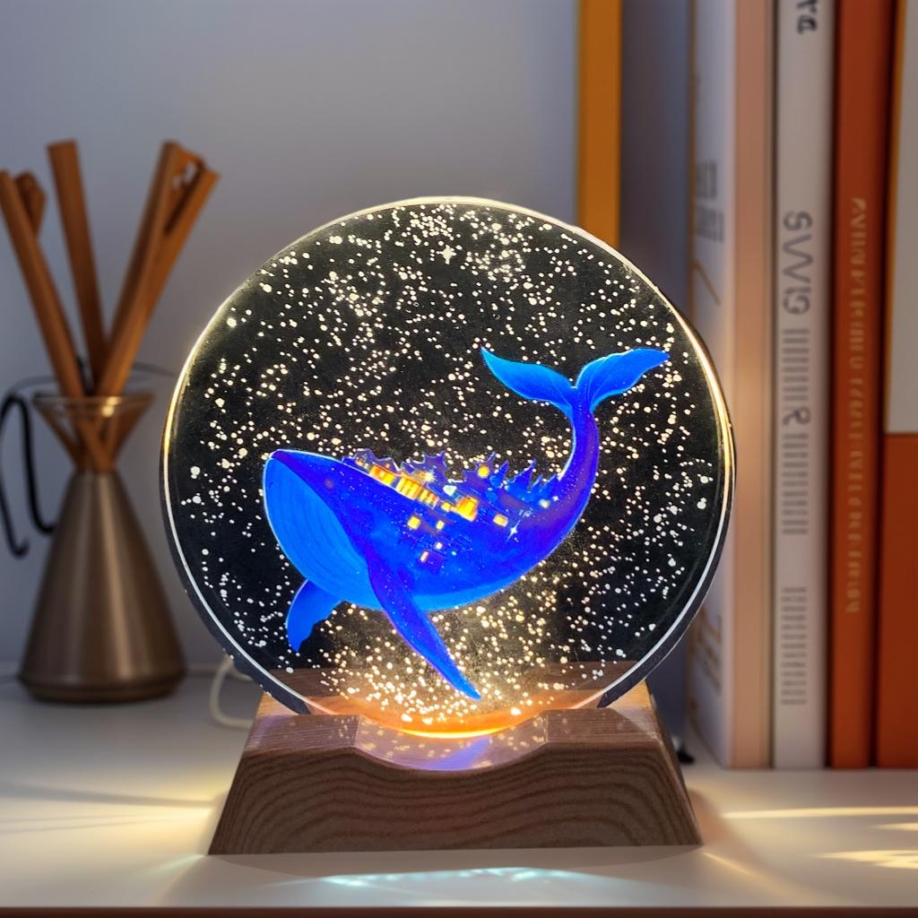 

The base of the world crystal LED night light strip for whales, a glass decorative lamp, suitable for bedrooms, living rooms, bi base of the world