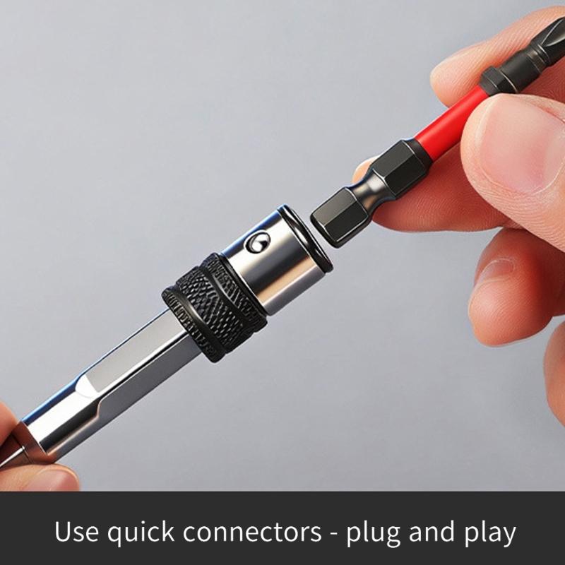 Universelle Bithalter-Verlängerung mit Selbstverriegelungsfunktion für elektrische und manuelle Schraubendreher für Hand- und Elektrowerkzeuge