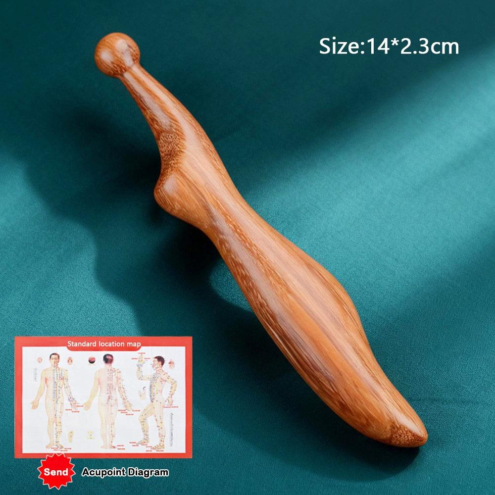 Foot Therapy Massage Point Stick Neck Therapy Acupressure Nodes Sandalwood Body Roller Meridian Scraping Tool