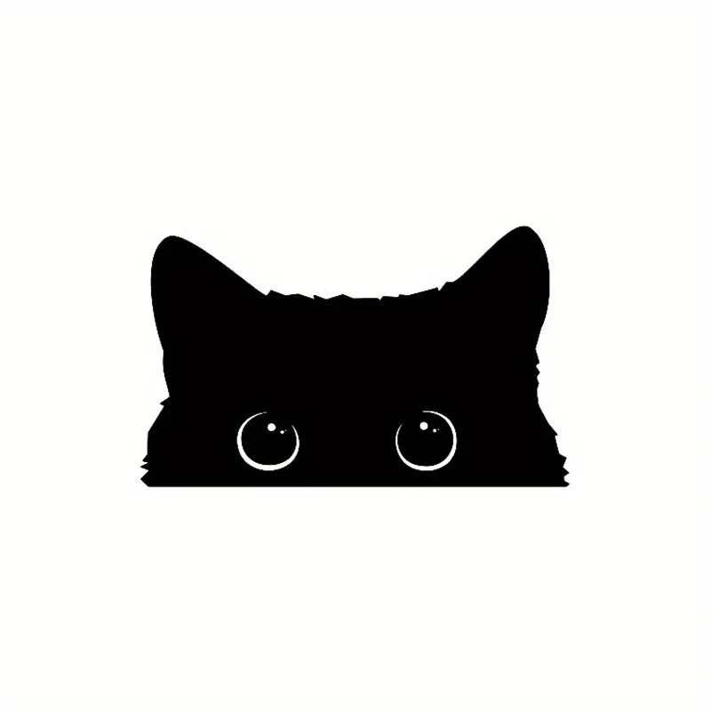 Vinyl Car Sticker Accessory - Waterproof Styling Cover for Car Decoration - Adorable Poor Cat Design with Big Eyes for Car