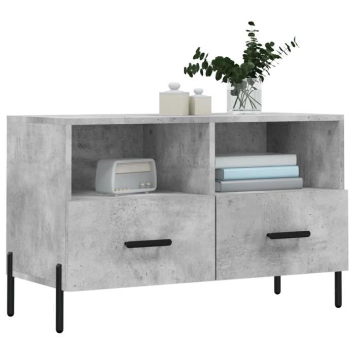 VidaXL Meuble TV Gris béton 80x36x50 cm Bois d'ingénierie 828984