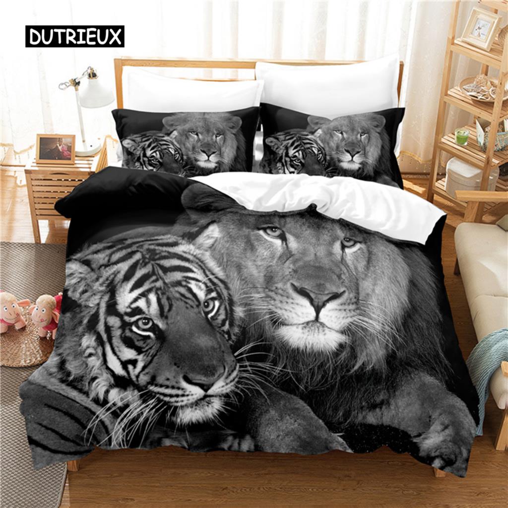 Tiger Bed Ensemble Bed Cover Kit 3d Bedding Digital Printing Bed Linen Queen Size Size Bed Ensemble Fashion Design