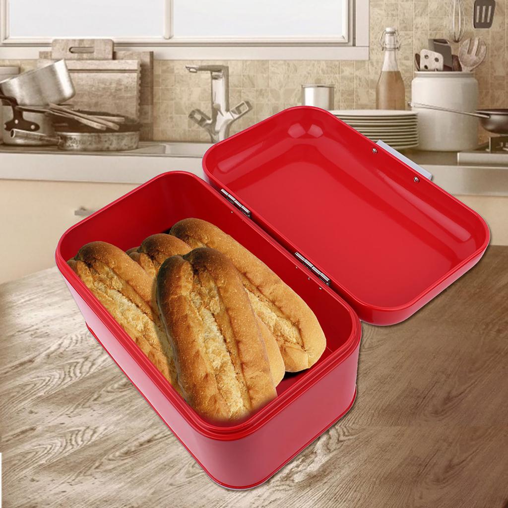 Solid Color Retro Metal Bread Bin Box Large Capacity Kitchen Storage Container