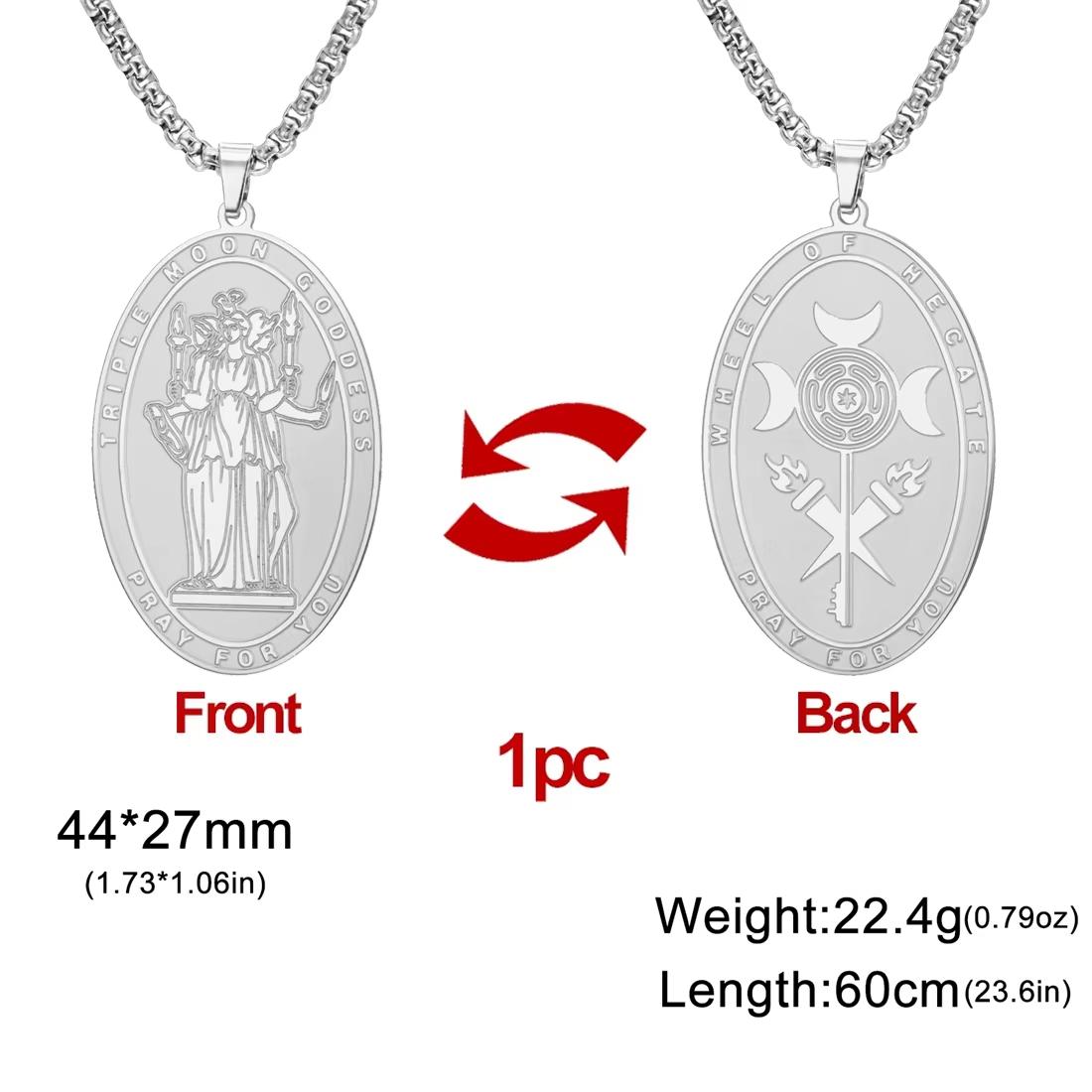 Двусторонний кулон-ожерелье Тройная Богиня Луны из нержавеющей стали, чокер Гекаты, винтажный амулет, украшение