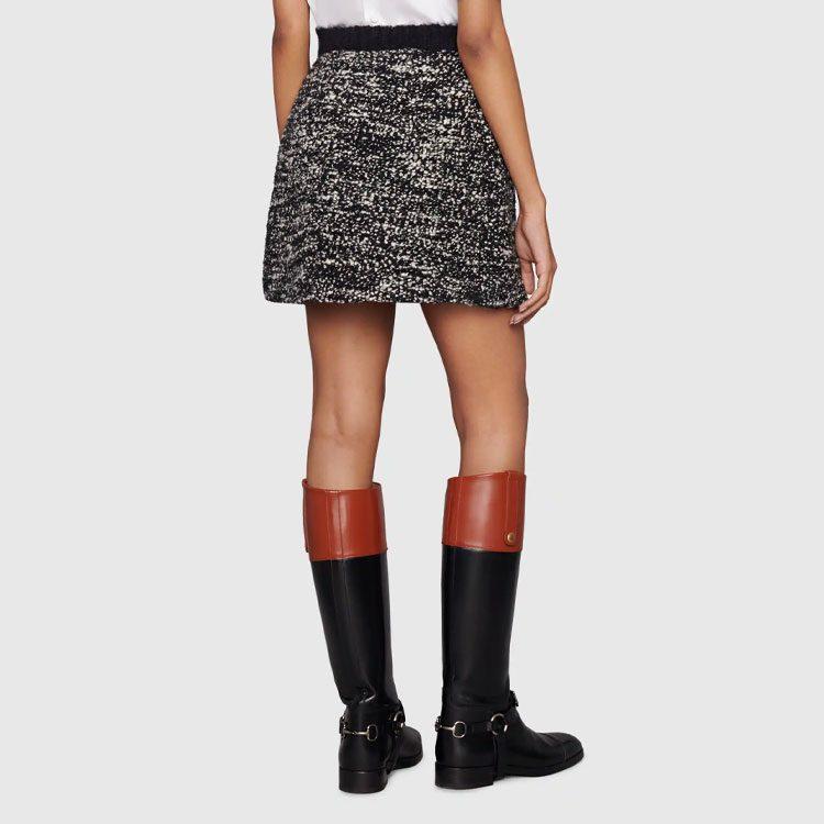 GUCCI Patterned Wool Mini Skirt Black 678914-XKB6S-1043
