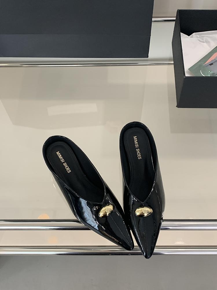 Fashion Simple Women's Shoes 2025 New Spring Summer Toe Cap Slippers Stiletto Low Heel Flip-Flops Women Slippers Women's Mules Zapatos