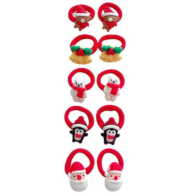 Weihnachts-Haarringe Niedliche Stirnbänder 3D-Design Kopfschmuck Weihnachtsgeschenk Weihnachts-Haarschmuck Hochelastisch 10 Stück/Set