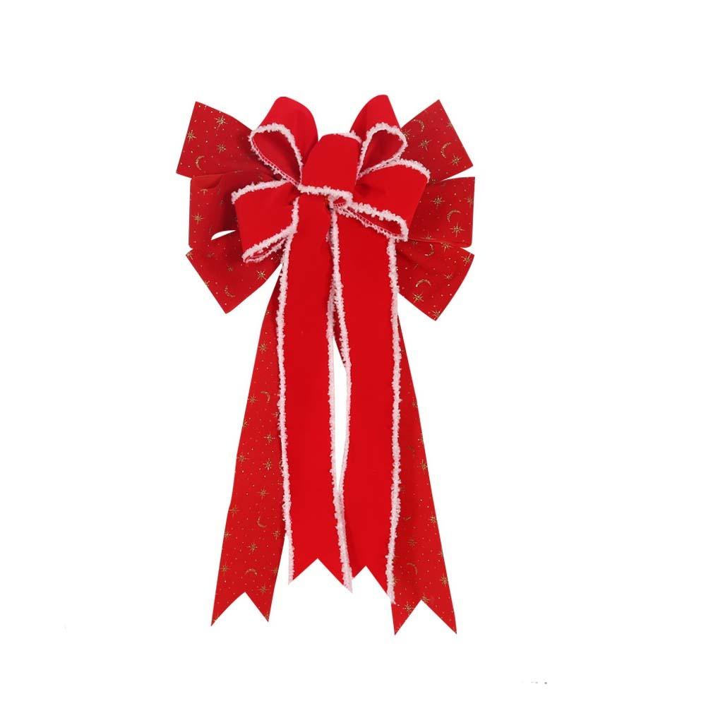 Large Size Christmas Tree Bowknot Double Layer Present Ribbon Knot Christmas Wreath Bow  Wedding