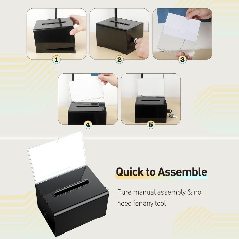 Solid Suggestion Box With Lock and Sign Holder Donation Box Plastic Container Tip Jar  Charity