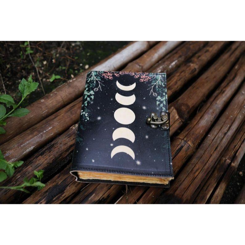 Sun and Moon Handmade Deckle Paper Journal for Men and Women7/5 Grimoire Spell Notebook for Traveling Sketchbook Book