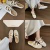 Fashion Women Slippers 2025 Summer New French Braided Hollow Bow Mary Jane Single Shoes with Inner Height Increase Baotou Half Slippers