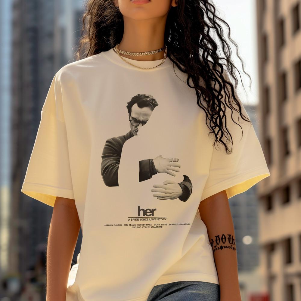 Her Movie TShirt Joaquin Phoenix amp; Scarlett Johansson Unique Film Tribute Tee Unisex T-Shirt XXXL