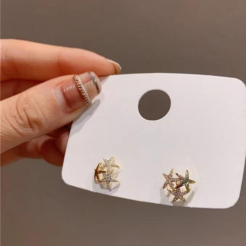 S925 Silver Needle 2024 Starfish Stud Earrings with Micro-set Zircon – Women’s Stylish, Versatile Ear Jewelry.