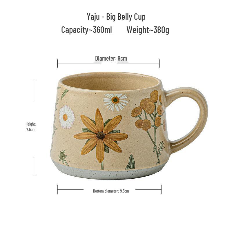 Limited Edition Vintage-Style Ceramic Coffee Mug - Handmade with Floral Design