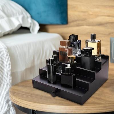 Perfume Display Stand Men Countertop Organizer Decorative Wooden Storage Rack Shelf for